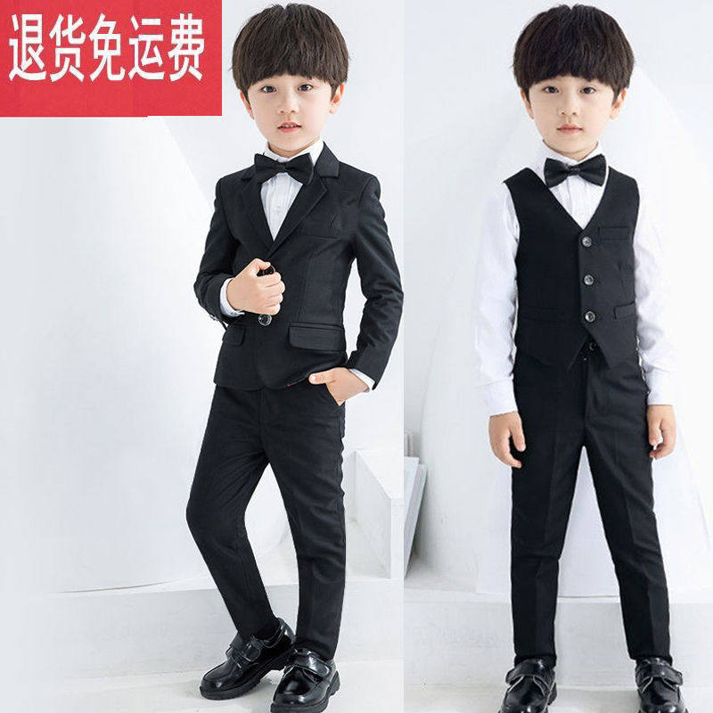 Boys small suit suit three-piece flower girl dress white shirt children's suit boy vest coat costume