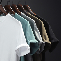 Overbearing 230g seamless barrel weaving summer men and women couples round neck base solid color cotton bottomed T-shirt T2881