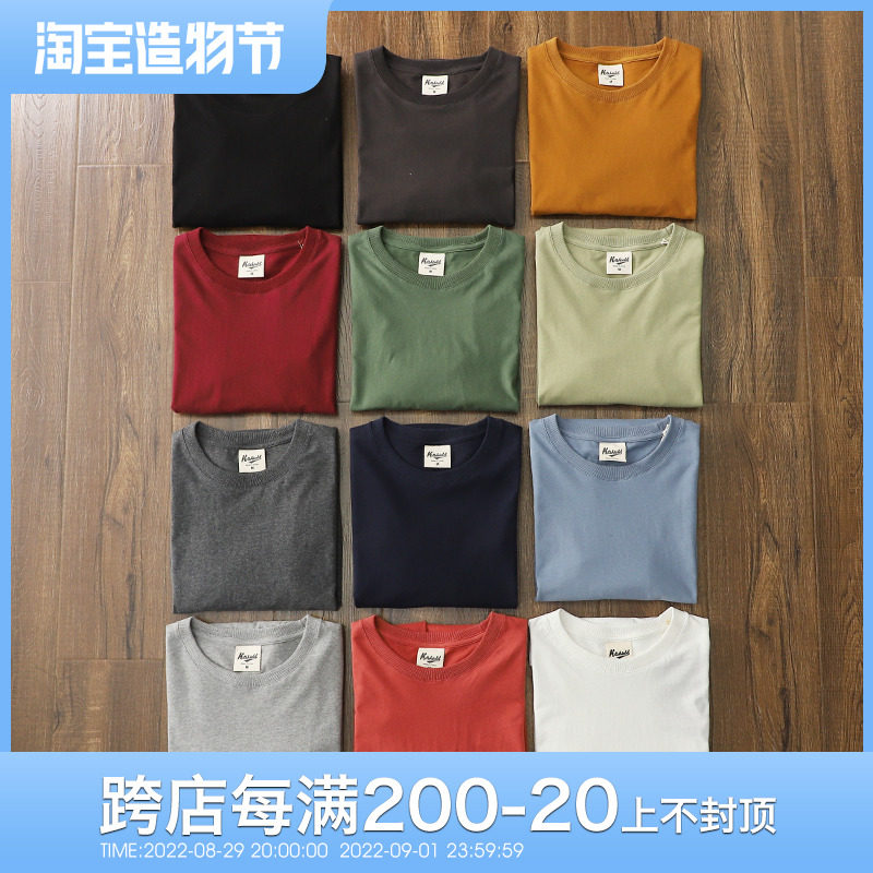 T2605 A few pieces are not too many HK tide brand summer solid color brushed round neck bottoming short-sleeved T-shirt men
