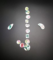 Group G Small pieces of old pastel ancient porcelain fragments Qing-Republic of China polished safflower green leaves make jewelry so beautiful