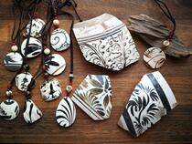 Bao Lao Song Jin Yuan Cizhou Kiln ancient porcelain pieces polished necklace with white jade bodhi and southern red topaz