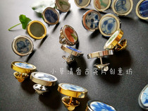 Nine-year-old shop bag old antique porcelain antique brooch High quality copper plated white steel straight gold