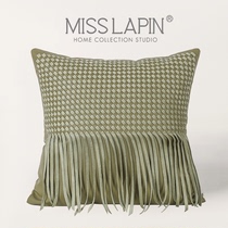 MISSLAPIN Original Prototype Board Room Living Room Sofa Hug Pillow Close To Pillow Modern Minima Green Leather Woven Square Pillow