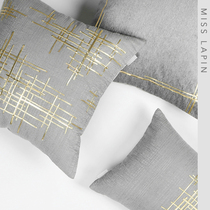 Lan products home model room sofa pillow pillow pillow modern light luxury gray full metal patch embroidered square waist pillow