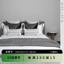 Lanpint minimalist modern new Chinese style hotel-like inter-board designer bed goods kit black grey multi-piece set