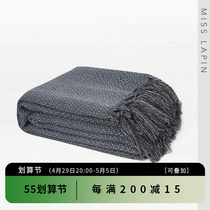 Langoods Home American minimalist Casual Bed Tail Blanket Scarves covered with dark blue woven Beatles