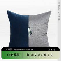 Langoods Home Brief modern Chinese style sofa leaning on bag cushions Pillow Blue Center Decoration Splicing Square Waist