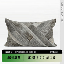 Lanpint Home Sample Inter bedroom Bedroom bedside Pillow Cushion With Pillowcase Modern Brief Black Grey Cow Leather Splicing Waist Pillow