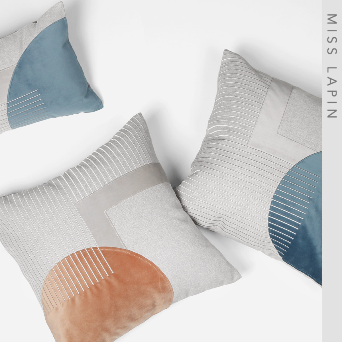 MISSLAPIN prototype room sofa hug with pillow modern minimalist orange pink blue cloth with embroidered square waist pillow