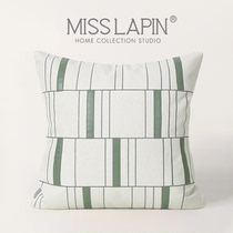 Lanpint modern light and luxurious white green splicing sofa Living room with pillow-like board leaning against pillowcase on the pillow vertical tattoo bed
