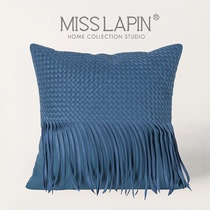 MISSLAPIN HOTEL-LIKE ROOM Pillow Sofa Cushions Cover Blue Light Lavish Leather Weave Flow Su Square Pillow