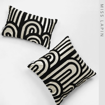 Lampin home ins Nordic model room living room sofa art pillow pillow back black and white towel embroidered square waist pillow