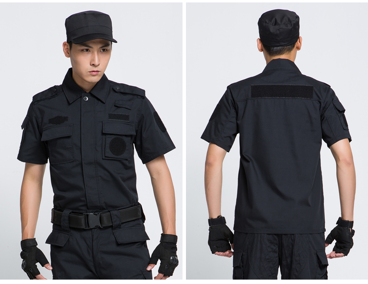 Chính hãng 99 đào tạo phù hợp với mùa hè lưới phù hợp với chiến đấu phù hợp với nam dài tay áo đào tạo đồng phục đen an ninh ngắn tay áo phù hợp với đào tạo
