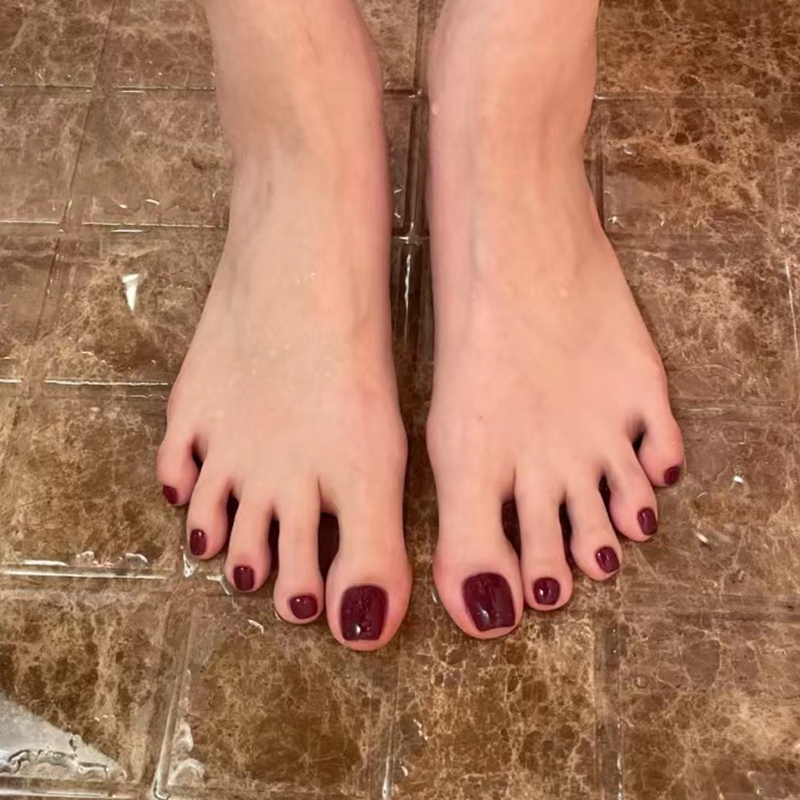 Summer Whitening Cherry Red Solid Color Toenail Wearable Waterproof Handmade Fake Nail Patch Manicure Finished Product Summer Whitening Cherry Red Solid Color Toenail Wearable Waterproof Handmade Fake Nail Patch Manicure Finished Product