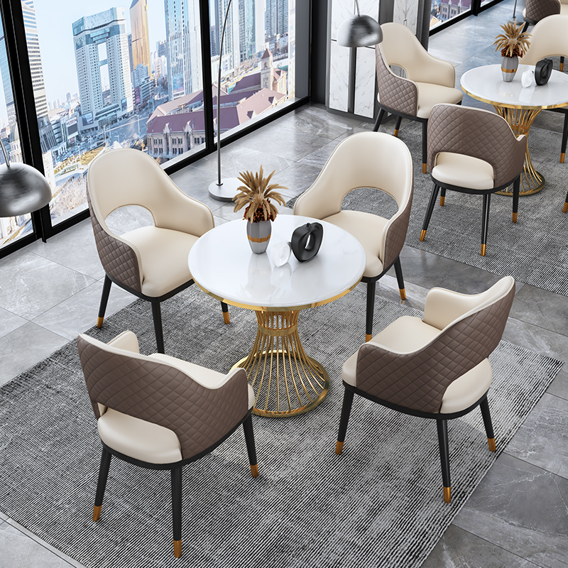 Modern minimalist dining table and chairs rest area Ministry of Commerce leisure round table one table four chairs sample house exhibition center negotiation table and chair combination