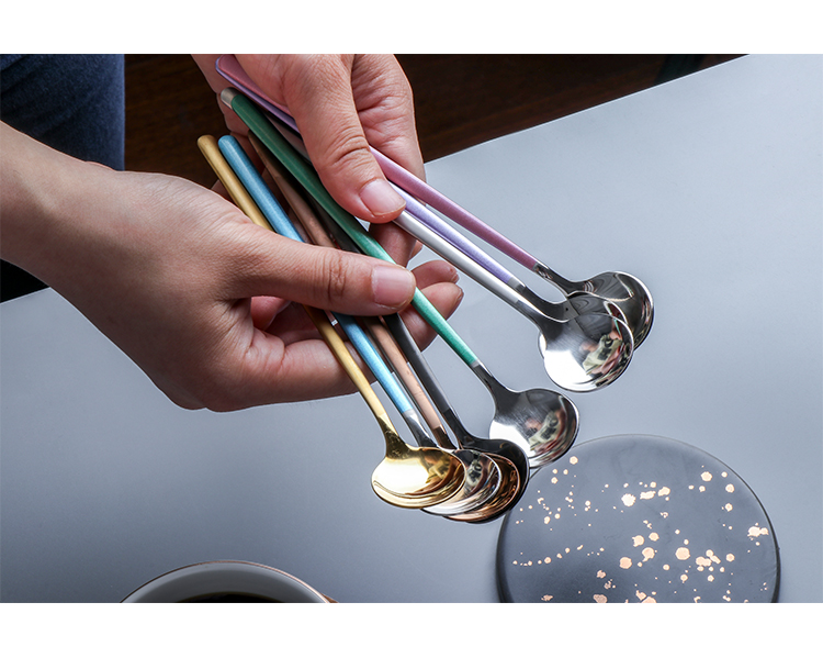 Tình yêu thìa cà phê thìa thìa inox 304 tráng miệng khuấy thìa trà sữa sáng tạo lưới đỏ dài tay cầm thìa nhỏ - Cà phê bình pha cafe mini