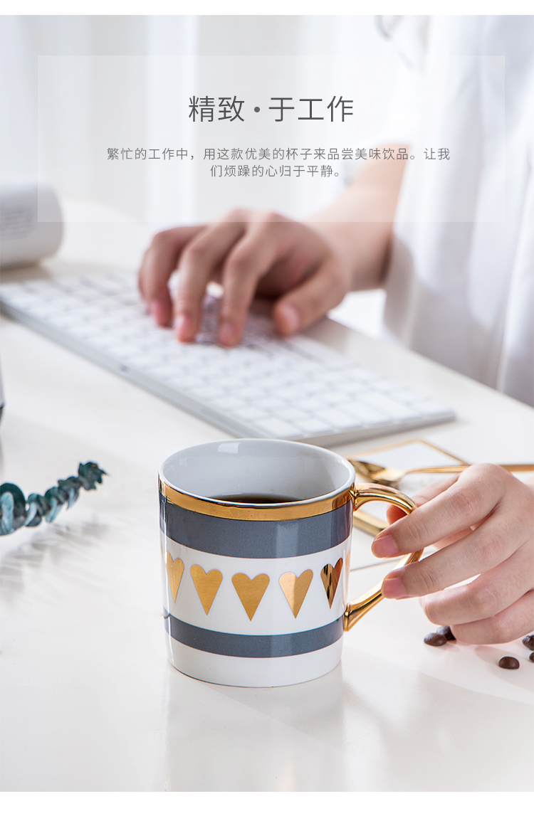 Tình yêu anh đào cốc gốm có nắp bằng muỗng Bắc Âu vài ly sữa cốc cốc ăn sáng cốc cà phê cốc - Tách binh dung nuoc