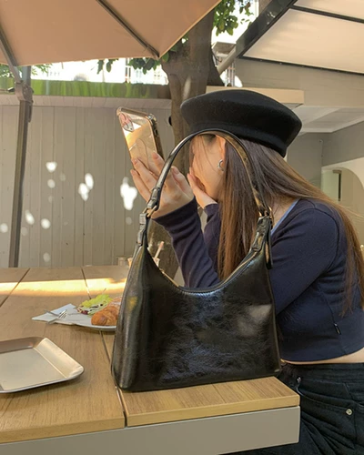 肥肥自制 Сумка через плечо, брендовая небольшая дизайнерская черная сумка на одно плечо, сумка подмышку, премиум класс