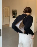 肥肥自制 Сумка через плечо, брендовая небольшая дизайнерская черная сумка на одно плечо, сумка подмышку, премиум класс