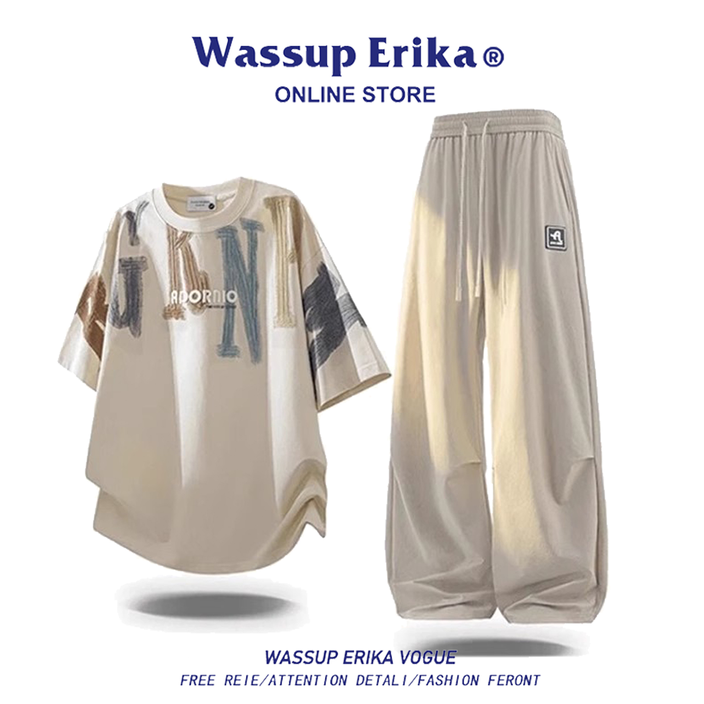 WASSUP ERIKA 落書き文字 半袖 Tシャツ 男の子 かっこいい ハンサム 衣装 スーツ メンズ 夏 カジュアル スポーツウェア