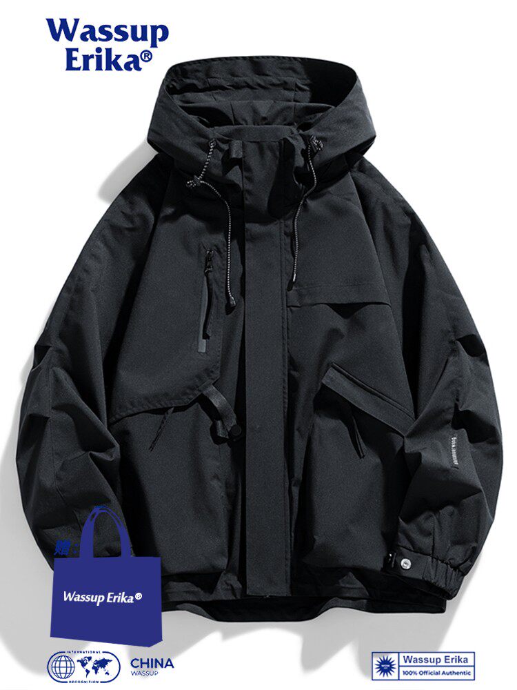 Wassup Erika Black Warrior Waterproof Jacket Men's Spring and Autumn Outdoor Hiking and Mountaineering Clothing American Workwear Jacket
