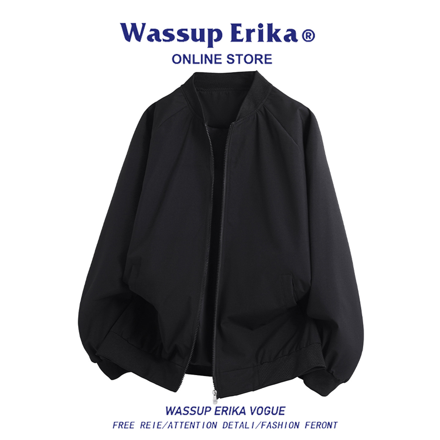 Простая мужская куртка-бомбер WASSUP ERIKA в японском стиле, осень-зима 2025, свободная универсальная бейсбольная форма со стоячим воротником