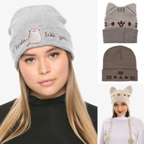 American GUND PUSHEEN fat good cat girl children with ears windproof cotton hat earmuffs