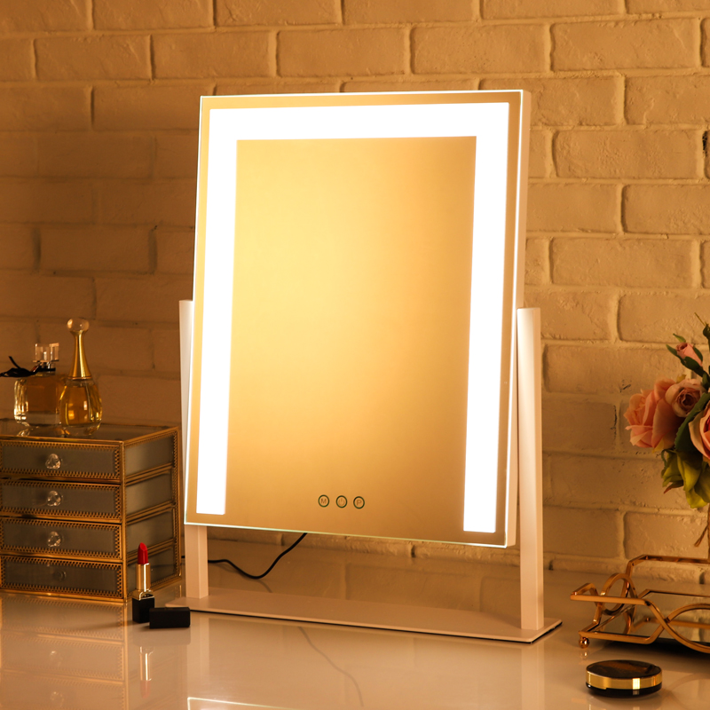 Mika makeup mirror with light led mirror charging large desktop square single-sided high-definition princess beauty makeup mirror