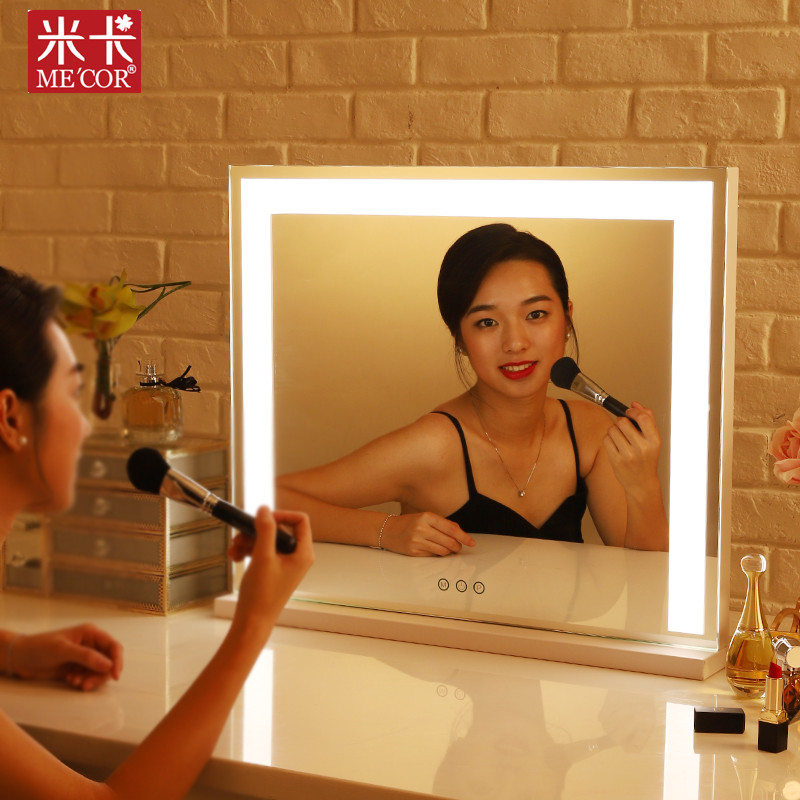 Mica Makeup Mirror with lamp table LED lamp large charge wall hanging mirror in red light filled dresser