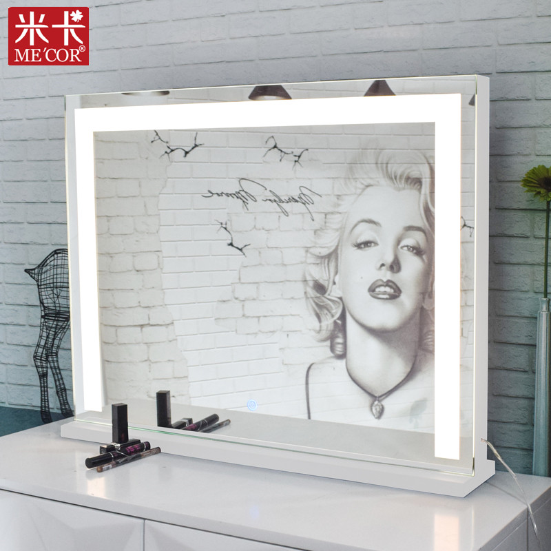 Mica Cosmetic Mirror Custom Large Desk Led Makeup Mirror With Lamp Wall-mounted Photo Gallery Home Bedroom Tonic mirror