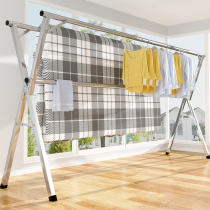 Drying hanger household balcony indoor drying rack can shrink multifunctional folding quilt floor clothes drying Rod