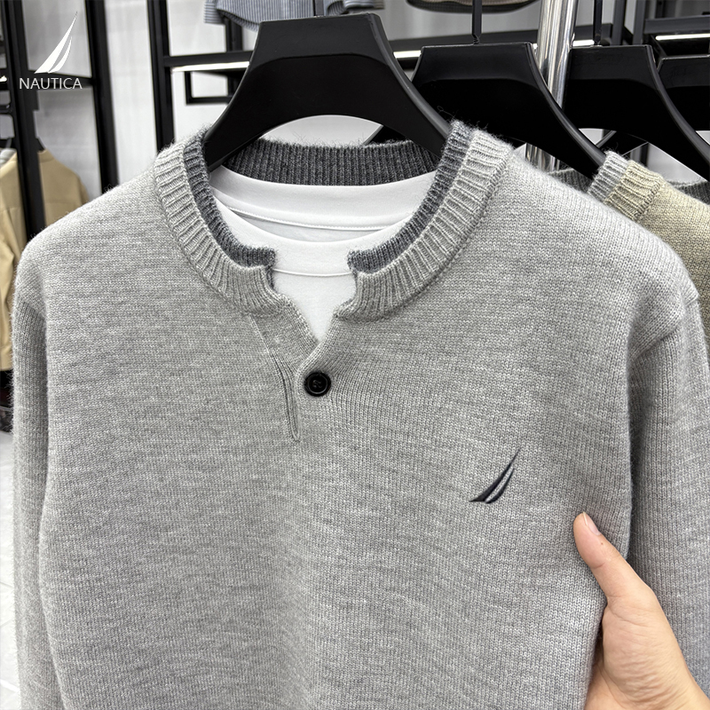 Nautica/Notica Men's New Autumn and Winter Fashion Wool Sweater Pullover Knitted Sweater Versatile Outerwear Top