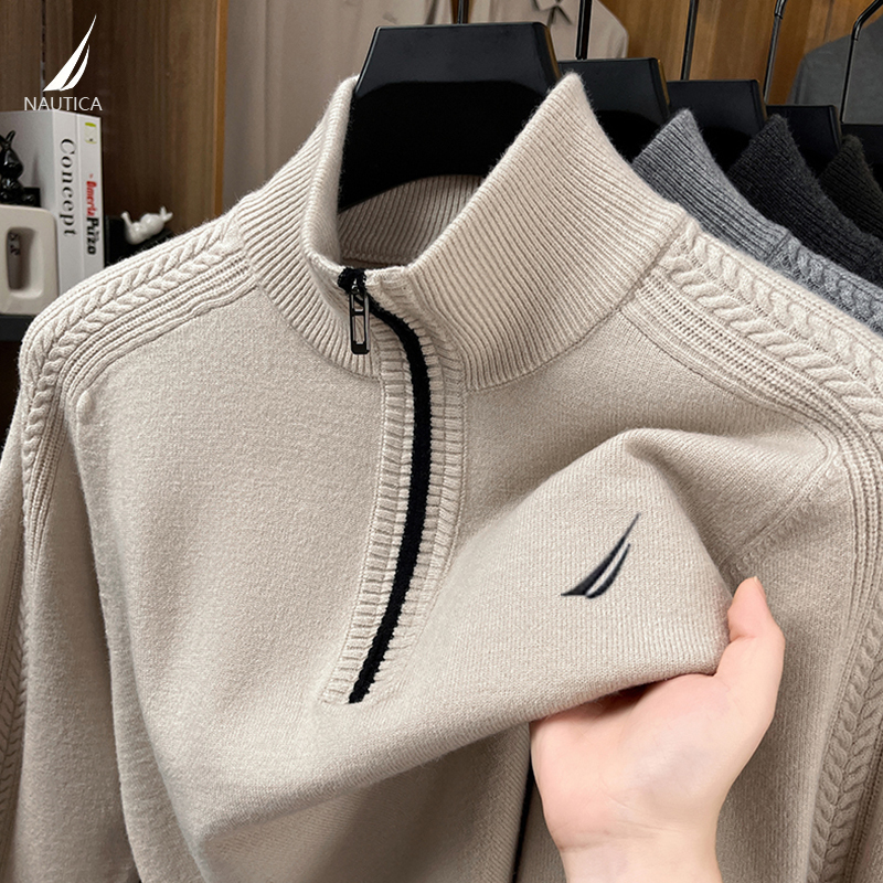Nautica/Notica Autumn and Winter New Fashion Wool Sweater Men's Knitted Base Layer Thickened Warm Sweater