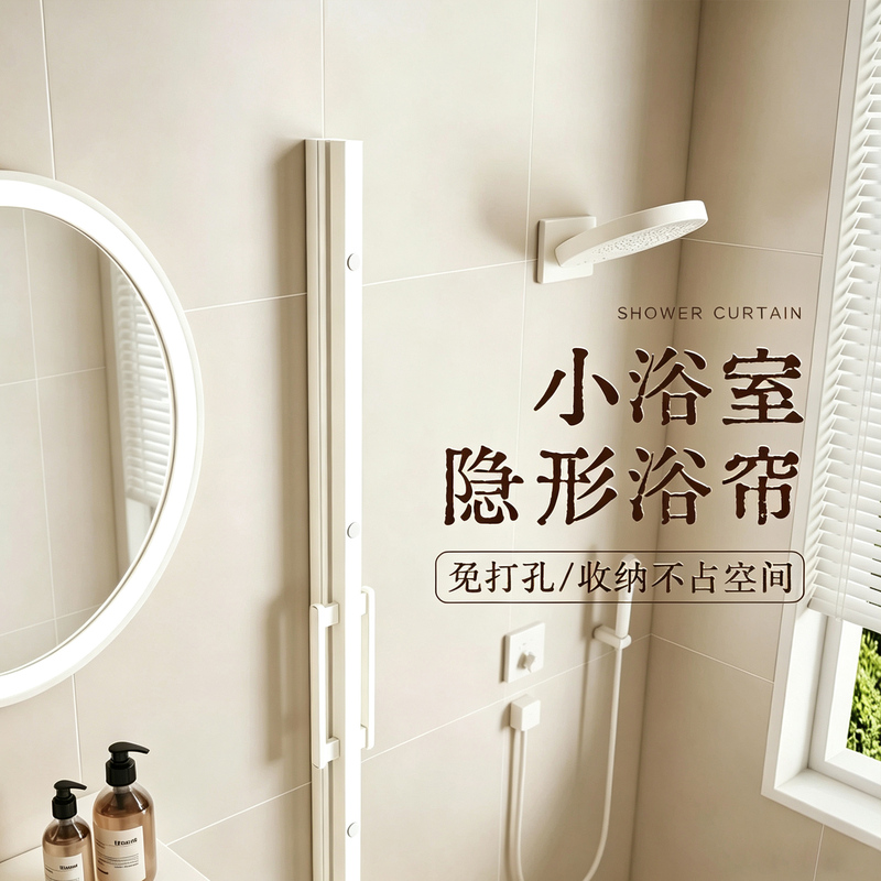 Japanese Invisible Shower Curtain with Magnetic Folding Design for Bathroom Partition, Dry and Wet Separation, Waterproof, Mildew-Proof, High-End Shower Curtain Japanese Invisible Shower Curtain with Magnetic Folding Design for Bathroom Partition, Dry and Wet Separation, Waterproof, Mildew-Proof, High-End Shower Curtain