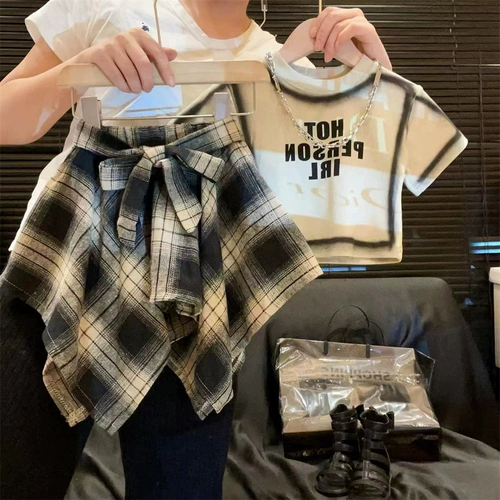 Комплект, летняя футболка с коротким рукавом с буквами