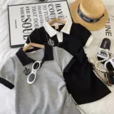 Модное летнее платье-футболка для принцессы, летняя одежда, платье, воротник поло, подходит для подростков