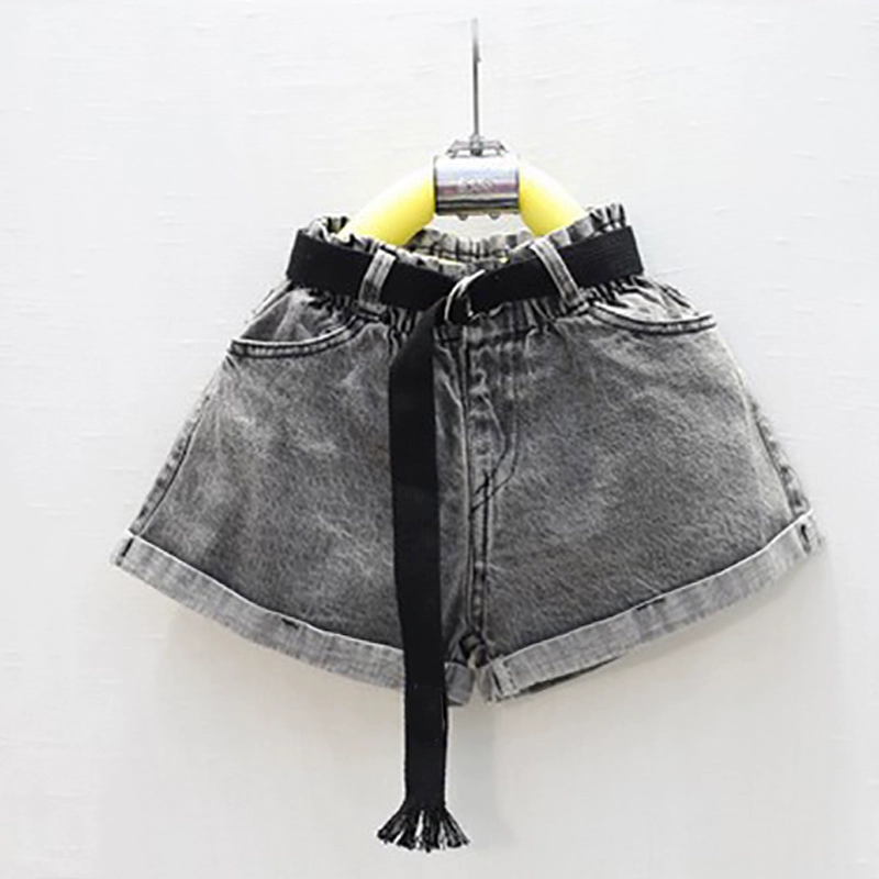 Mùa hè 2019 mới cô gái Hàn Quốc thuần khiết giặt quần short denim ở trẻ em quần thắt lưng thời trang giản dị - Quần