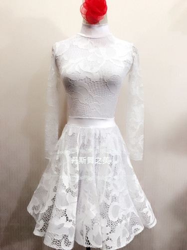 British homo-style lace female children upscale Latin dance standard competition Relief Big Flowers Oversized