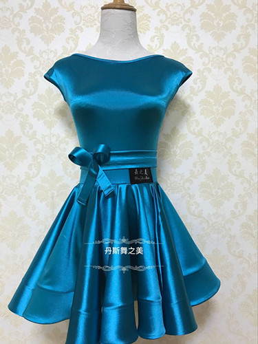 Import sparkling elastic satin Female children Latin dance standards stipulate competition dress oversized dress with widened fishbone flash