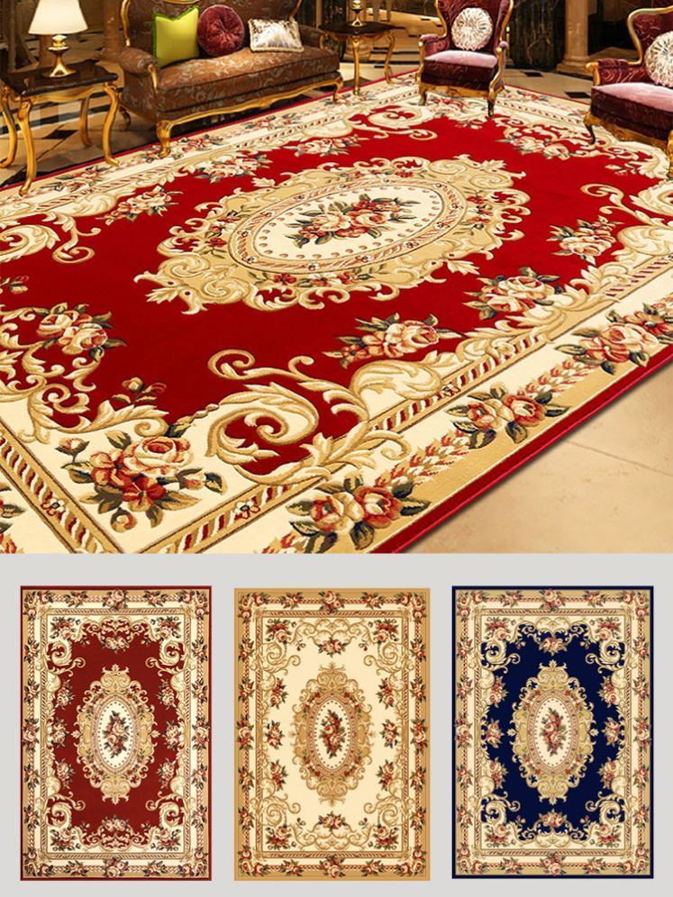 Carpet Living Room Tea Table Blanket Au Style Bedroom Full With Artificial Carved Flower Ground Mat Bedside Blanket Sofa Thickened free of washing home