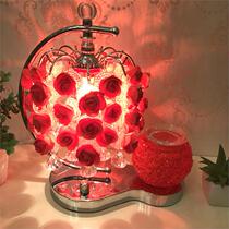 Small night table lamp Pastoral bedside crystal wedding room celebration art simple birthday gift bedroom creative decoration