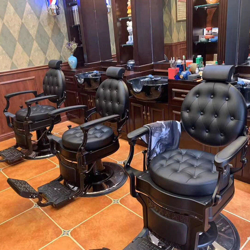 BarBer men's retro hairdressing chair hair salon special shop cut can be put down shaved Big Chair