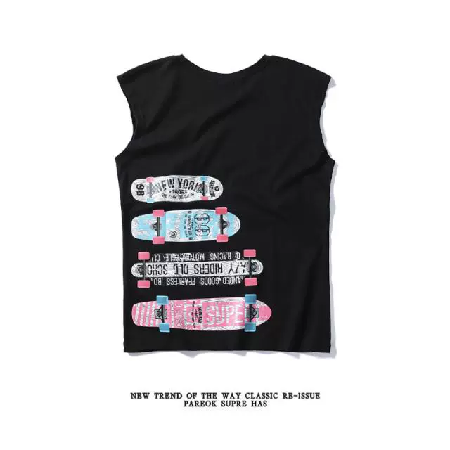 Tide thương hiệu xe máy mùa hè vest thanh niên West Coast hip hop high street gió vest vai đôi bông mồ hôi vest thủy triều