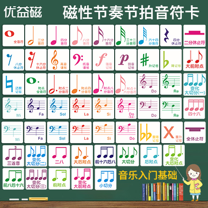 Young children's rhythmic rhythm beat magnetic enlightenment early education introductory knowledge spectrum five-line score piano simple card teaching aids