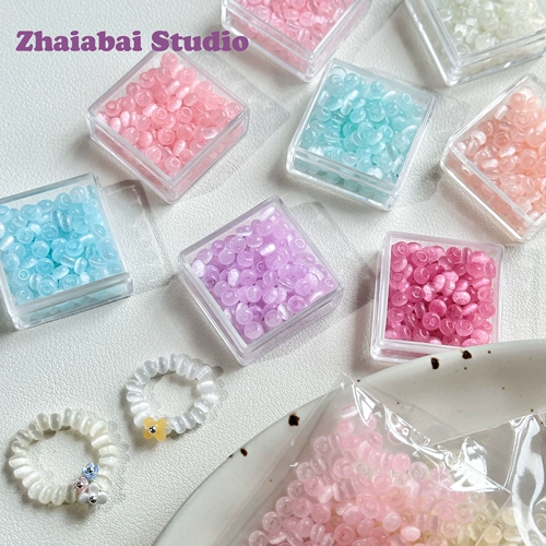 Комплект, матовый пончик, браслет ручной работы с бусинами, аксессуар, кошачий глаз, «сделай сам»