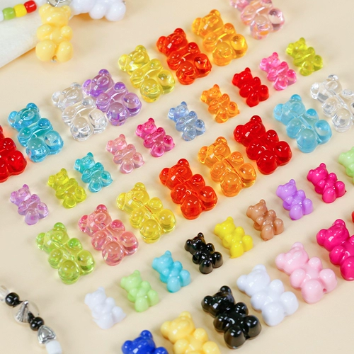 Акриловые бусины, браслет из бисера ручной работы, ожерелье, с медвежатами