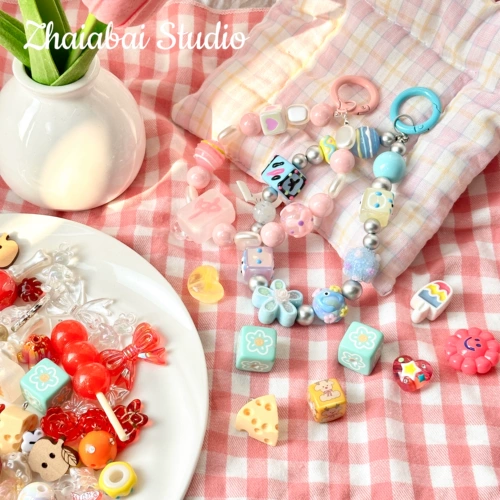 Акриловые бусины ручной работы, браслет, ожерелье, цепочка, мобильный телефон, подвеска, аксессуар