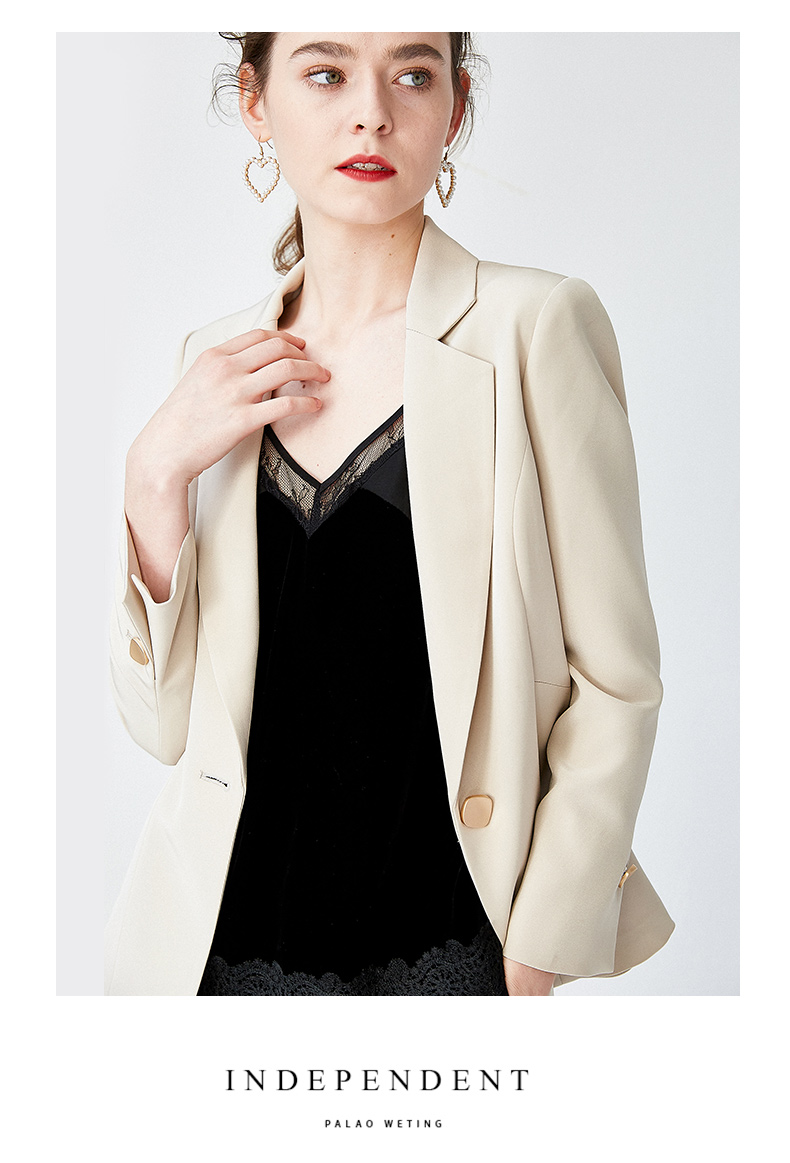 HAINI2018 đầu mùa thu mới chín điểm tay áo axit axetic nhỏ phù hợp với nữ coat solid color slim phù hợp với phần mỏng hoang dã shop quần áo nữ