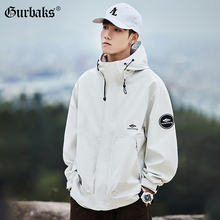 GURBAKS Spring/Summer New Workwear Outdoor Sprint Coat Men's Hooded Coat Versatile Casual Simple Solid Color Jacket