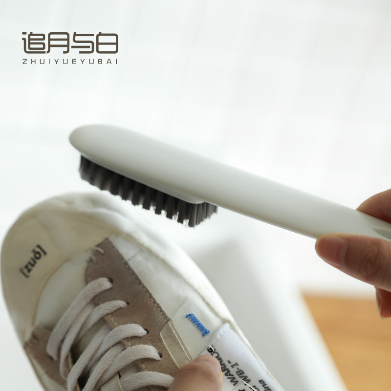Chasing the moon with white long handle shoe washing brush soft hair household brush Shoe washing soft hair brush cleaning multi-function plate brush clothing brush